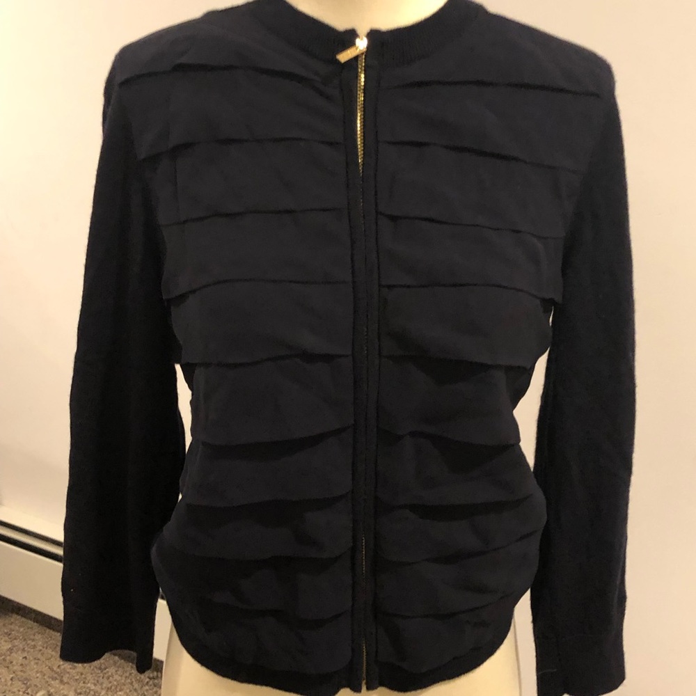 Tory Burch silk pleated cardigan